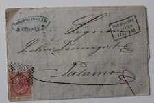 1866 grande  frammento VIA DI MARE CATANIA-PALERMO+40c+PIROSCAFI POSTALI ITA-141