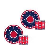 Bialetti - Joyful Christmas Set di 2 Tazzine da Caffè Espresso con Piattini