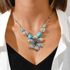 Collana turchese fiore argento