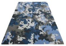 Tappeto Blu Beige Grigio 100%