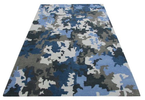 Tappeto blu beige - blu, grigio