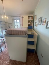 Cameretta ragazzi bambini 2 letti rosso bianco celeste nuova armadio cassetti