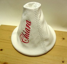 CUFFIA CAMBIO per FIAT 500 VERA PELLE BIANCA PERSONALIZZATA