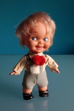 "SEBINO" Bambolotto vintage -"Pippo", vestiti originali, gomma, altezza 18 cm.