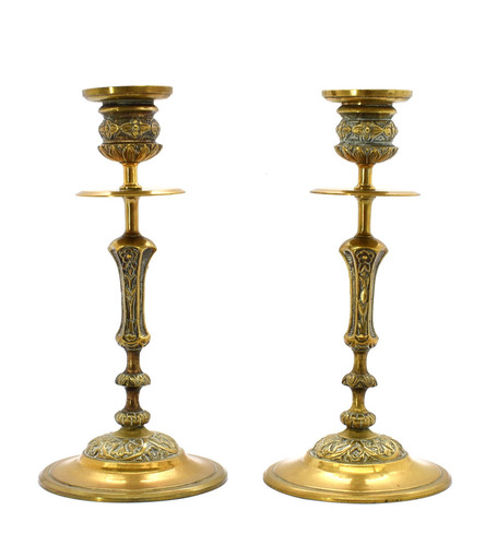 Coppia candelabri bronzo - coppia, in