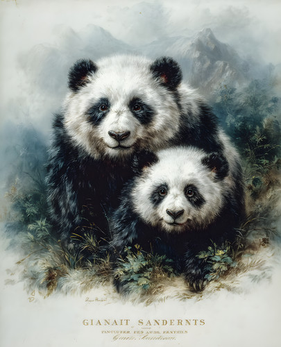 Panda seduto con - , in