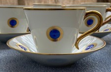 Set tazze e piattini Bernardaud Limoges blu itaco e oro (Bleu India) 