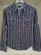 Camicia uomo Zara Man taglia L in cotone manica lunga blu con tasche a quadri