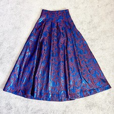 Gonna Anthropologie taglia 4 donna lunga blu e rossa plissettata shimmer maeve nuova con etichetta