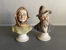 Vintage Statua Statuina Ceramica Porcellana Coppia Figure Anziani Capodimonte A