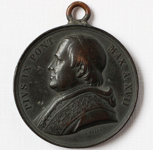 Medaglia bronzo papa pio - medaglia, ix