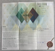 Rolex Submariner 16610 D28 Guarantee Warranty Garanzia