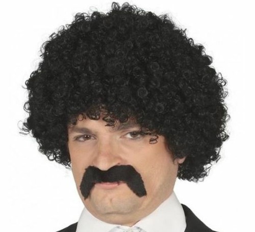Set parrucca baffi afro - parrucca,