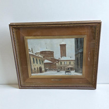 Rialdo Guizzardi (1920) – Milano Vecchia, S. Ambrogio, olio su tela 30x40 cm