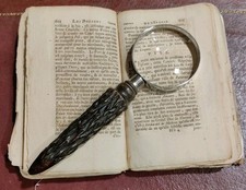 Antica lente ingrandimento - Manico In    Corno e Silver Plate Inghilterra 1900