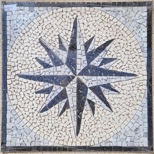 Rosoni 66x66 cm rosone mosaico in marmo WINDROSE Nero rosa dei venti palladiana