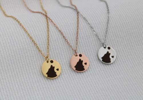 Collana lupo cuore - , luna