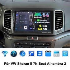 4+64G per VW Sharan II 7N Seat Alhambra II 10-21 autoradio Android14 navigatore GPS BT