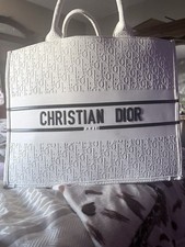 Dior Book Tote White Embossed