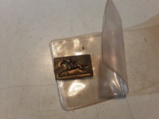 VECCHIA PICCOLA TARGHETTA CAVALLO EQUITAZIONE IN OTTONE DIMENSIONI 1,4X2,1