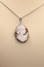 CIONDOLO ARGENTO CAMMEO PROFILO DI DONNA SARDONICA MM 27X36 ARTIGIANALE EXPLOIT