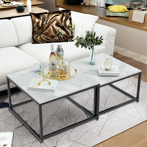 Tavolino xxl marmo set bianco - tavolino,