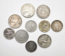 ITALIA REGNO D'ITALIA 3 RE Lotto 10 monete in argento da 1 lira, 2, 5, 10 Lire