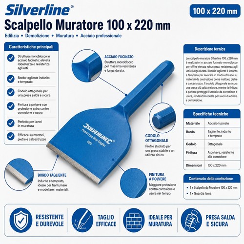Scalpello muratore 100x220mm - scalpello,