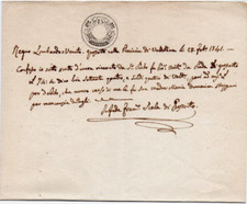 1841  REGNO LOMBARDO VENETO  MANOSCRITTO CARTA BOLLATA CENT .15