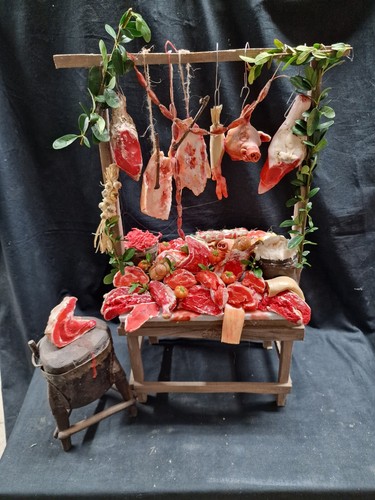 Presepe napoletano banco carne - presepe,