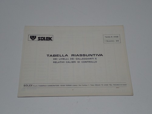 Solex carburatori tabella - solex,