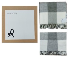 COPERTA LANA 100% CON FRANGE DISEGNO A QUADRI CON BORDO RIBATTUTO LANEROSSI