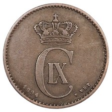 Danimarca - 2 Minerale 1894 Christian Ix - Bronzo - KM.793 - moneta Danese