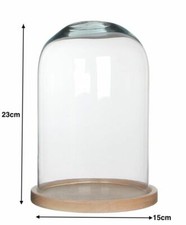 z Teca Cupola Campana Vetro  Base Presepe Diorama Statua Espositore 23x15cm hmj