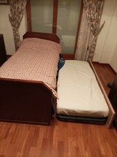 Letto Singolo Estraibilie in Legno 72x208x94cm - Bianco e Marrone.