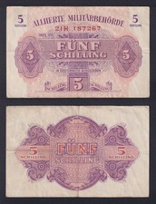 Banconota Austria Alliierte Militärbehörde 5 schilling 1944 P.-105 BB/VF