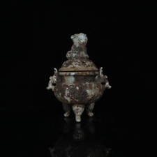 Porcellana 9,1" vecchia porcellana antica canzone ru forno fetta aperta testa di drago stufa