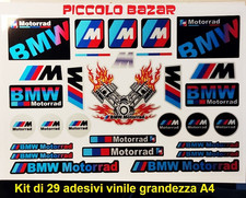 Kit 29 Adesivi BMW Vinile PVC Logo-Stemma-Scritta-M-Motorrad prima qualita' A4