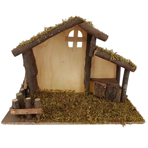Capanna presepe legno con - capanna, in