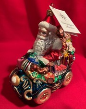 Royal Roadster,Santa,Car,Christopher Radko,Poland,Blown Glass,Ornament,W/Tag,VTG