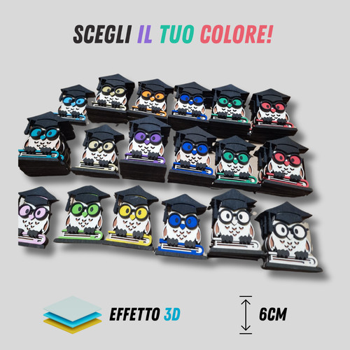 Gufo laurea personalizzato - gufo, 3d