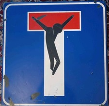 Clet Abraham "Il Crocefisso" Original No signature  Signal Road #1 Street Art