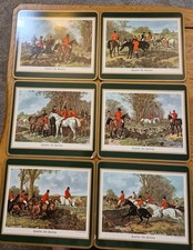 Tovagliette laterali Pimpernel acrilico 'inglese per caccia' con supporto in sughero - danneggiate