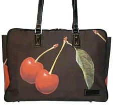 ISABELLA FIORE DARK KAKI BLACK CHERRY LG BORSA A TRACOLLA PER COMPUTER $695