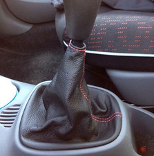 Cuffia cambio adatta CITROEN C1 pelle nera cucitura rossa Made in Italy