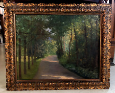 QUADRO DIPINTO OLIO TAVOLA PAESAGGIO Serafino Verazzi BOSCO LAGO MAGGIORE '800