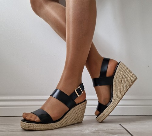 Sandali donna neri plateau