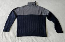 Maglione Uomo  CRANBERRY Dolcevita Grigio/Blu Trecce Bottoni Tg. XL - Come nuovo