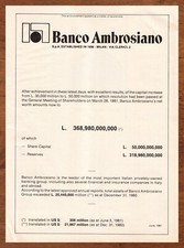 1981 Banco Ambrosiano Vintage