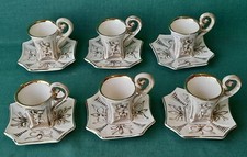 BELLISSIMO SERVIZIO CAFFÈ X 6 IN PORCELLANA DECORATA R. CAPODIMONTE ITALY. AP95